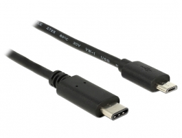 Delock 1m USB Type-C 2.0 apa - USB 2.0 micro-B típusú apa fekete kábel (83602)