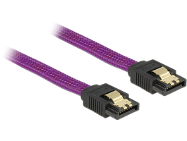 Delock SATA3 6 Gb/s 30cm straight / straight metal purple Premium (83690)