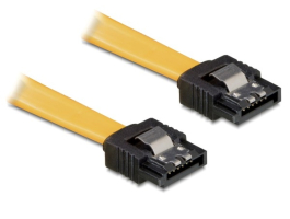Delock kábel, SATA egyenes/egyenes, fém, 30cm, sárga (82473)