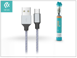 Devia USB - micro USB adat- és töltőkábel 1 m-es vezetékkel - Devia Tube for  Android USB 2.4A - ezüst/kék