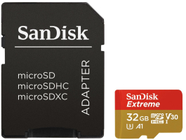 Sandisk 32GB Class 10 Extreme UHS-I V30 micro SDHC memória kártya adapterrel (173420)