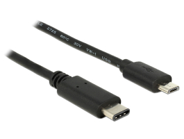 Delock (83333) Kábel USB Type-C 2.0 dugó &gt; USB2.0 Micro-B típusú dugó 0,5m fekete