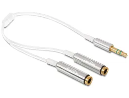 Delock (65355) kábel audio sztereo jack apa 3.5mm &gt; 2x sztereo jack anya 25cm