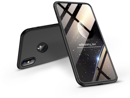 Apple iPhone XS Max hátlap - GKK 360 Full Protection 3in1 - Logo - fekete