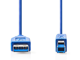 Nedis USB3.0 kábel A apa - B apa 3m Kék (CCGP61100BU30)