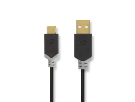 Nedis USB2.0 kábel C Típusú apa - A apa 1m Antracit (CCBW60600AT10)