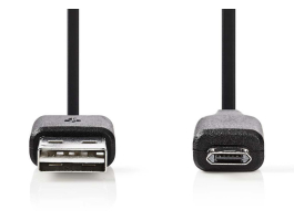 Nedis USB2.0 kábel A apa - Micro B apa Irányváltó 2m Fekete (CCGB60510BK20)