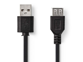 Nedis USB2.0 hosszabbító kábel A apa - A Aljzat 2m Fekete (CCGP60010BK20)