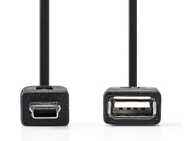 Nedis USB2.0 OTG Kábel Mini 5 tus apa - A Aljzat 0,2m Fekete (CCGP60315BK02)