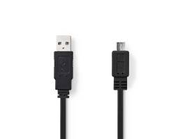 Nedis USB2.0 Laposkábel A apa - Micro B apa 1m Fekete (CCGP60505BK10)
