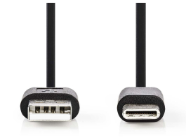 Nedis USB2.0 kábel C Típusú apa - A apa 0,1m Fekete (CCGP60600BK01)