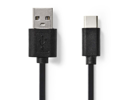 Nedis USB2.0 kábel C Típusú apa - A apa 1m Fekete (CCGP60600BK10)