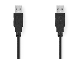 Nedis USB2.0 kábel A Típusú apa A Típusú apa 1m Fekete (CCGT60000BK10)