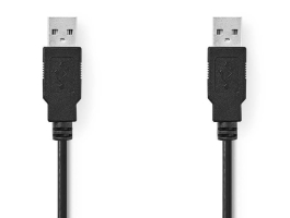 Nedis USB2.0 kábel A Típusú apa A Típusú apa 2m Fekete (CCGT60000BK20)