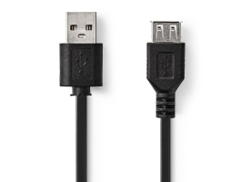 Nedis USB2.0 hosszabbító kábel A apa - USB A Aljzat 2m Fekete (CCGT60010BK20)