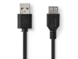 Nedis USB2.0 hosszabbító kábel A apa - USB A Aljzat 3m Fekete (CCGT60010BK30)