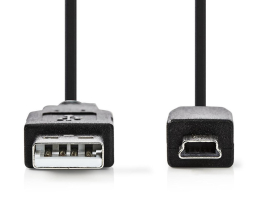 Nedis USB2.0 kábel A Típusú apa Mini 5 Tus apa 2m Fekete (CCGT60300BK20)