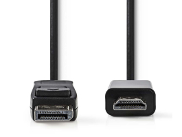 Nedis DisplayPort - HDMI Kábel DisplayPort-apa - HDMI 2m Fekete (CCGB37100BK20)