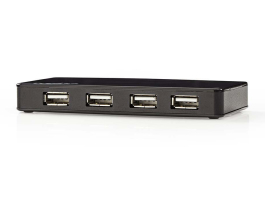 Nedis USB-hub 4 portos USB2.0 Külön Ellátás (UHUBU2430BK)