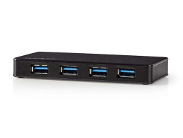 Nedis USB-hub 4 portos USB3.0 Ellátású Külön Ellátás 5Gbps (UHUBU3420BK)
