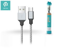 Devia USB - micro USB adat- és töltőkábel 1 m-es vezetékkel - Devia Tube for  Android USB 2.4A - ezüst/fekete