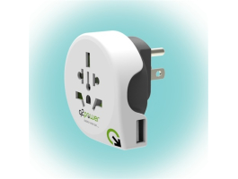 Q2 power Utazó Adapter Világ-to-USA USB Földelt (1.100150)