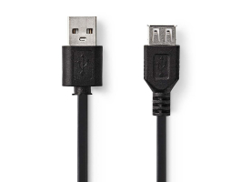 Nedis USB2.0 hosszabbító kábel 20cm Fekete (CCGP60010BK02)