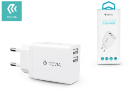 Devia 2xUSB hálózati töltő adapter - 5V/2,4A - Devia Smart Series 2 USB Charger - fehér