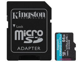 Kingston 64GB SD micro Canvas Go Plus (SDXC Class 10 UHS-I U3) (SDCG3/64GB) memória kártya adapterrel