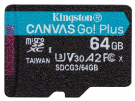 Kingston 64GB SD micro Canvas Go Plus (SDXC Class 10 UHS-I U3) (SDCG3/64GBSP) memória kártya