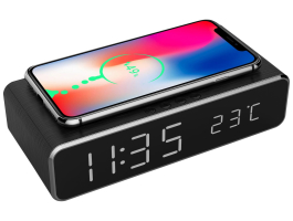 Gembird DAC-WPC-01 Digital alarm clock with wireless charging function Black