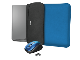 Trust Yvo Reversible Sleeve for 15.6&quot; Laptops with wireless mouse Blue (23452)