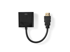 Nedis HDMI VGA Kábel HDMI - VGA Aljzat + 3,5mm-es kimenet 0,2m Fekete (CCGT34900BK02)