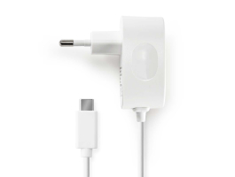 Nedis Fali töltő 3,0 A Fix kábel USB-C Fehér (WCHAC300AWT)