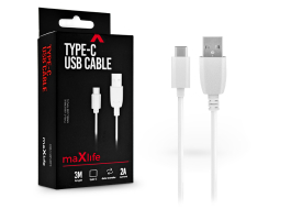 Maxlife USB - USB Type-C adat- és töltőkábel 3 m-es vezetékkel - Maxlife USB Type-C Cable - 5V/2A - fehér