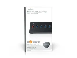 NEDIS USB hub 8-Port QC3.0 / USB3.2 Gen1 Hálózati Áramellátás / USB-áramellátású 5Gbps 8x USB (UHUBUP3810BK)