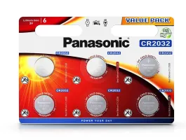 Panasonic CR2032 lithium gombelem - 3V - 6 db/csomag