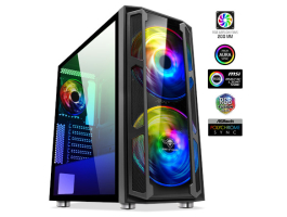 Spirit of Gamer Számítógépház - GHOST 5 RGB (fekete ablakos 2x20cm 4x12cm ventilátor ATX mATX 2xUSB3.0 1xUSB2.0)