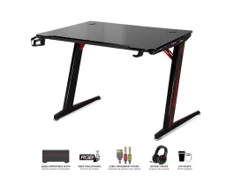 Spirit of Gamer Gamer Asztal - Headquarter 300 (MDF lap fém lábak fekete RGB LED háttérvilágítás 120 x 60 x 75cm)