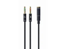 Gembird 2db Jack stereo 3,5mm - Jack stereo 3,5mm (4pin) M/F adapter 0.1m fekete