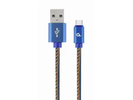 Gembird Premium jeans (denim) Type-C USB cable with metal connectors 1m blue