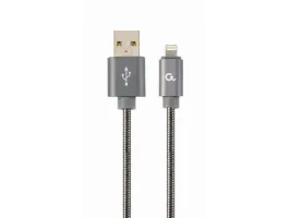 Gembird Premium spiral metal 8-pin charging and data cable 1m metallic-grey