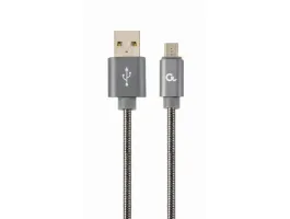 Gembird Premium spiral metal Micro-USB charging and data cable 1m,metallic-grey