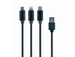 Gembird USB2.0 A - USB C USB2.0 micro B Lightning M/M töltokábel 1m szürke