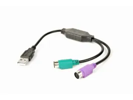 Gembird USB A - 2db PS/2 M/F adapter 0.2m fekete
