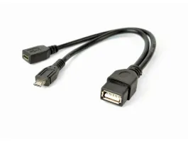 Gembird USB A - USB micro B F/M adatkábel 0.15m OTG fekete