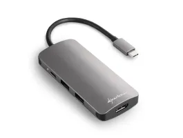 Sharkoon USB Hub - USB3.0 Type-C Multiport Adapter (Fekete 3x USB3.0 1x HDMI 1x Micro SD/MMC TypeC bemenet)