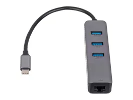 AKYGA Hub USB Type C to 3x USB3.0 AK-AD-66 Network Card 10/100/1000 15cm