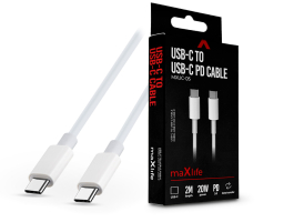 Maxlife Type-C - Type-C adat- és töltőkábel 2 m-es vezetékkel - Maxlife MXUC-05 USB-C to USB-C PD3.0 Cable - 20W - fehér