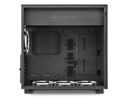 Sharkoon Számítógépház - PureSteel RGB (fekete ablakos ATX felso táp 4x120mm RGB ventilátor 2xUSB3.0 I/O)